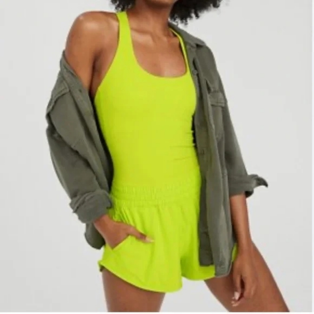 NWT Aerie Offline Hot Stuff Racerback Romper Neon‎ Size Medium